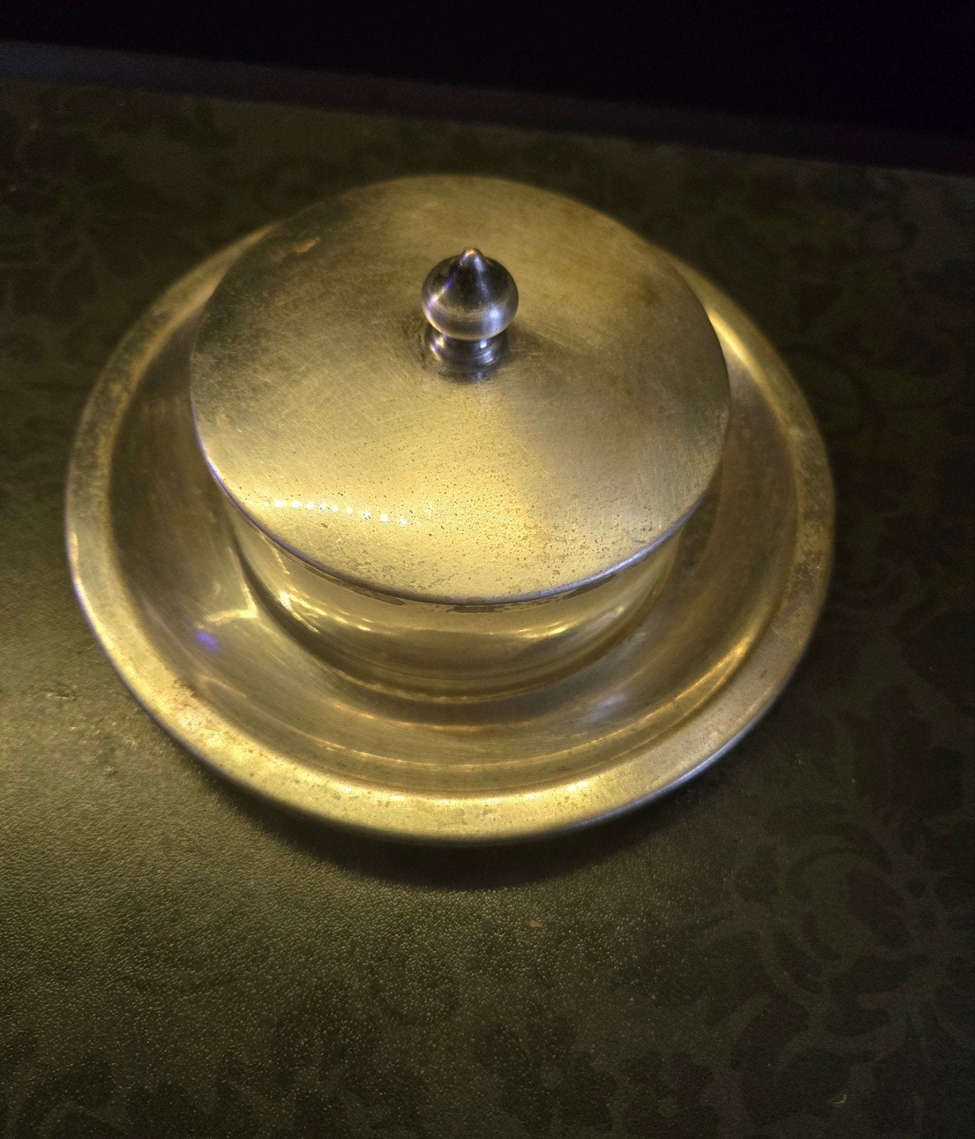 Vintage Zilveren Boterpot met Glazen Inzet, Antiek en Kunst, Ophalen of Verzenden