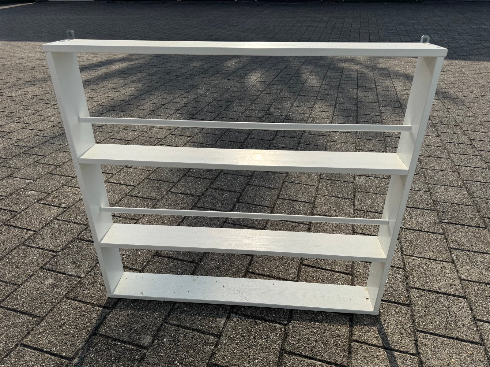Witte houten wandrek met 3 planken, Huis en Inrichting, Ophalen, Gebruikt