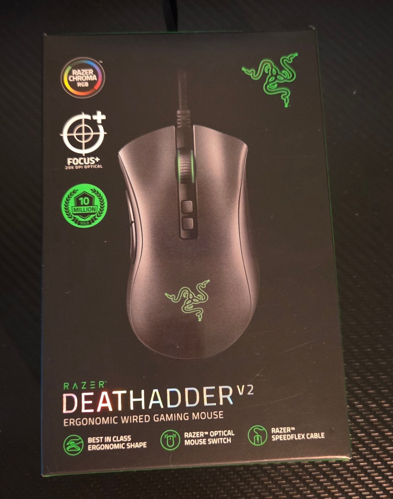 Razer Deathadder V2 + Razer Firefly V2, Rechtshandig, Gebruikt, Gaming muis, Overige typen