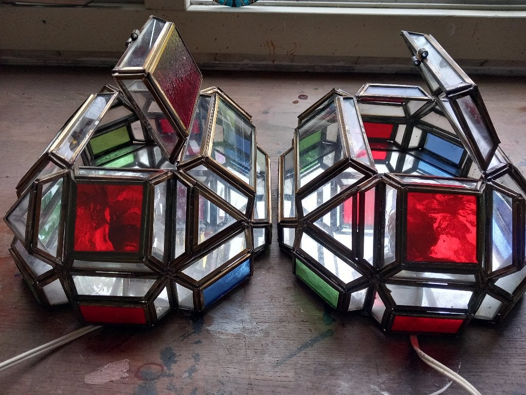 Twee handgemaakte Grenadiaanse wandkandelaars, Antiek en Kunst, Ophalen