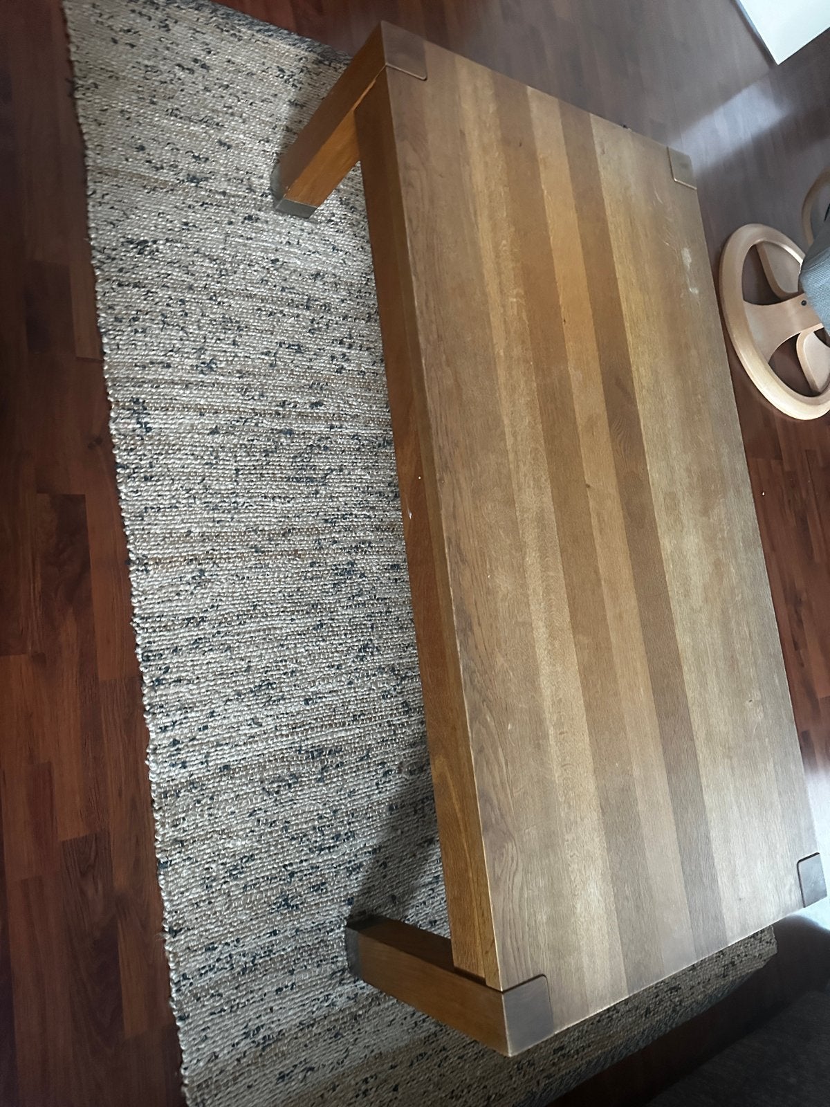 Robuuste houten salontafel - 140x70 cm, Ophalen, Gebruikt, 100 tot 150 cm, 50 tot 100 cm
