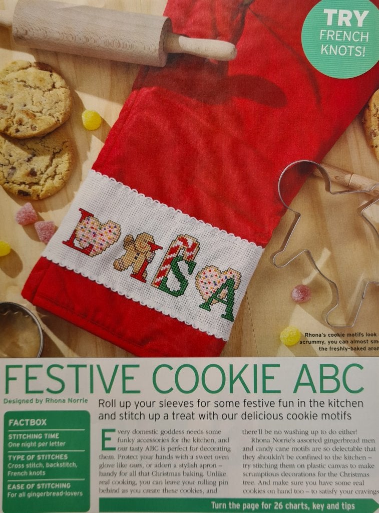 Kerst koekjes en lekkernij alfabet borduurpatroon, Ophalen, Nieuw, Handborduren, Patroon