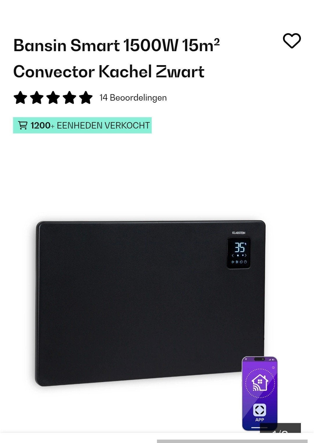 Convector Kachel Nieuw 'kan ook koelen', Huis en Inrichting, Overige soorten, Elektrisch, Nieuw, Ophalen of Verzenden