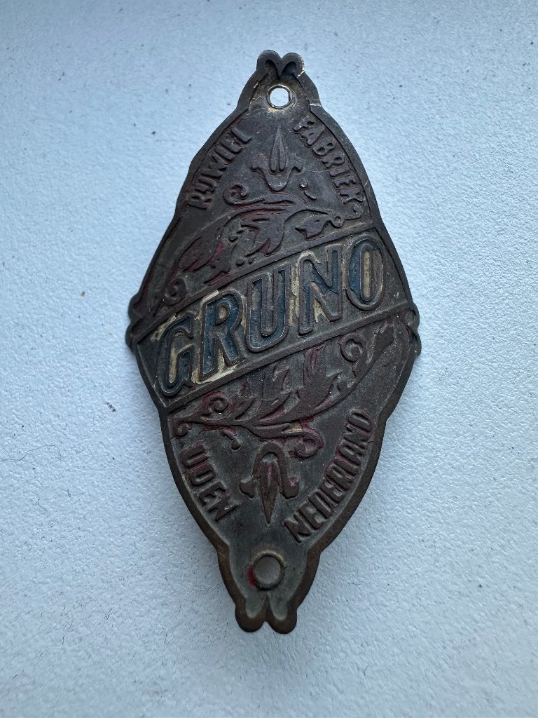 Stokoud Gruno Uden balhoofdplaatje. Balhoofd plaatje., Gebruikt, Overige typen, Ophalen of Verzenden, Gruno