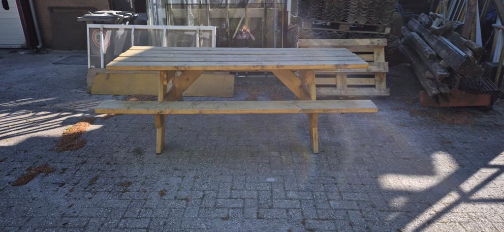 Robuuste picknicktafel 50 mm dik, 245 cm lang, Tuin en Terras, Ophalen, Nieuw, Rechthoekig, Hout