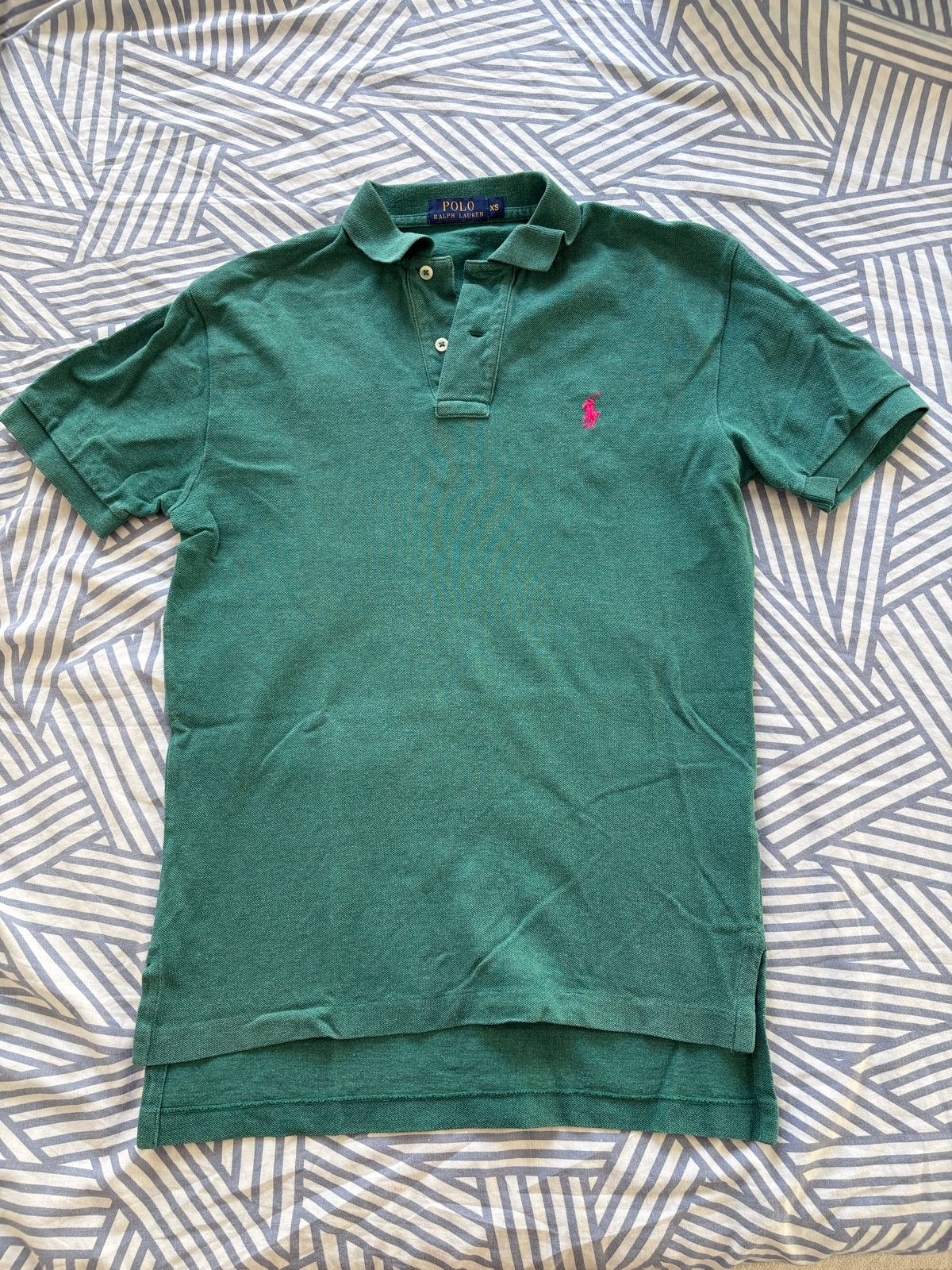 Ralph Lauren heren polo XS - Groen met roze logo, Ophalen of Verzenden, Zo goed als nieuw, Maat 46 (S) of kleiner, Groen