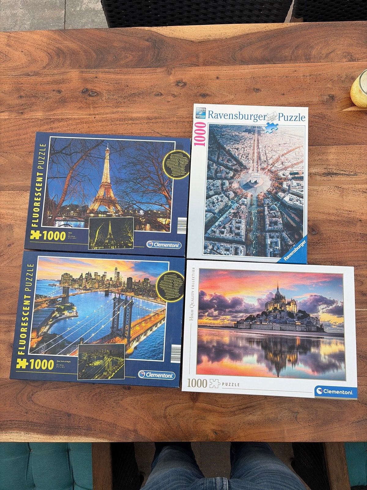 4x 1000 stukjes puzzels: Ravensburger & Clementoni, Ophalen of Verzenden, 500 t/m 1500 stukjes, Zo goed als nieuw, Legpuzzel