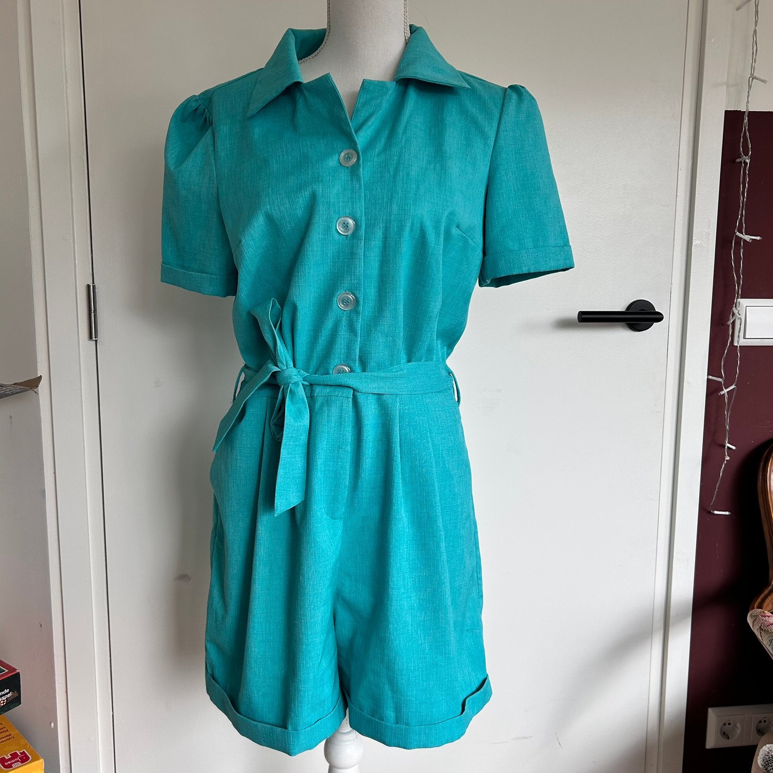 SeventyOne Vintage Style Playsuit / Jumpsuit XL – Turquoise, Kleding | Dames, Ophalen of Verzenden, Zo goed als nieuw, Maat 46/48 (XL) of groter