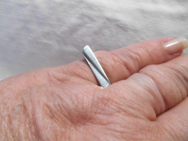 Vintage modernistische echt zilveren ring, Verzenden, Zilver, Ring