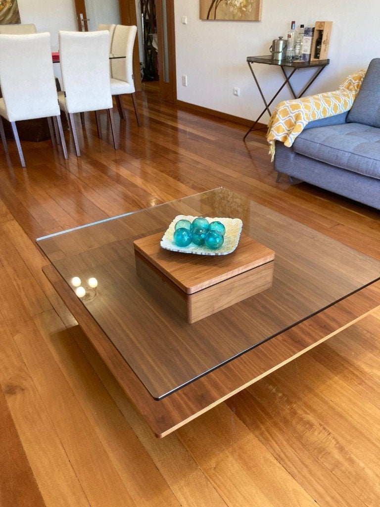 Moderne Salontafel, Ophalen, 50 tot 100 cm, Vierkant, Overige houtsoorten