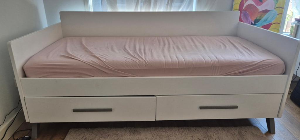 Bopita bed met laden, 90x200 - Wit, Ophalen, Gebruikt, 90 cm, Eenpersoons