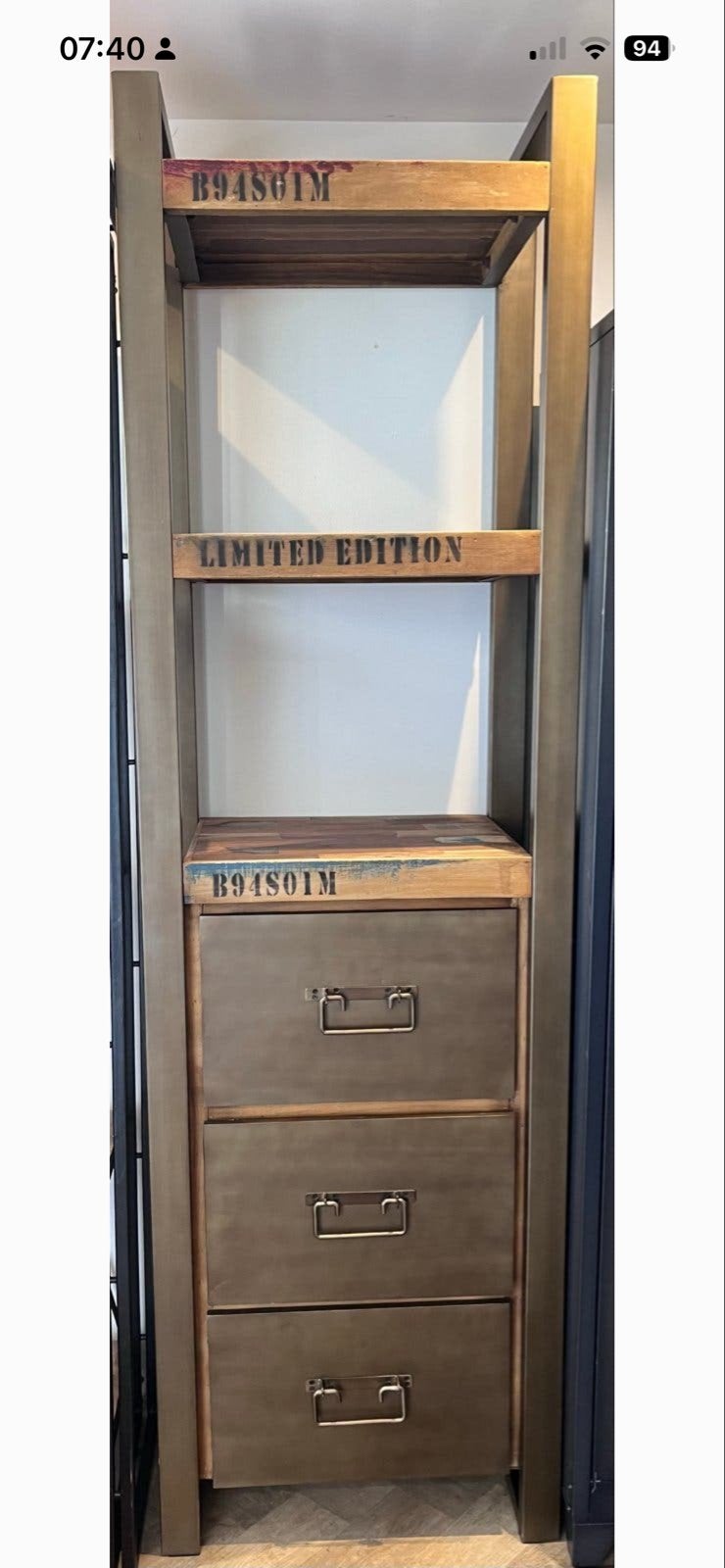 Industriële limited edition kast met laden, Huis en Inrichting, Kasten | Boekenkasten, Ophalen, Gebruikt, 50 tot 100 cm, Met lade(s)