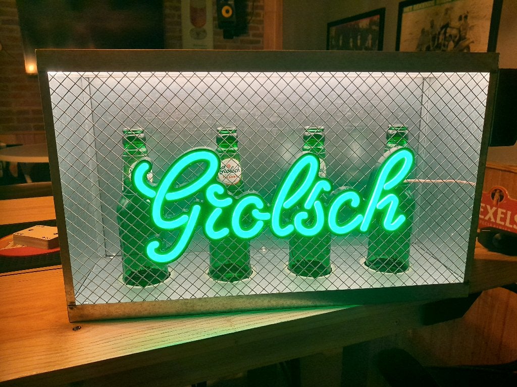 grolsch reclame verlicht, Verzamelen, Ophalen of Verzenden, Zo goed als nieuw, Lichtbak of (neon) lamp