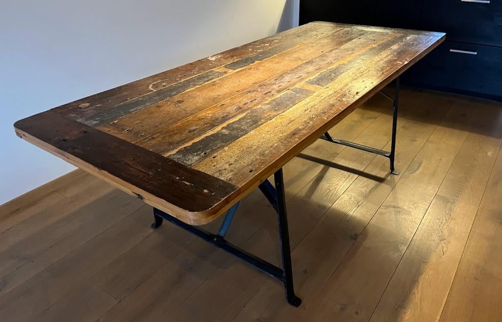 Eettafel Piet Hein Eek, Huis en Inrichting, Ophalen, Gebruikt, 200 cm of meer, Industrieel, sloophout, design