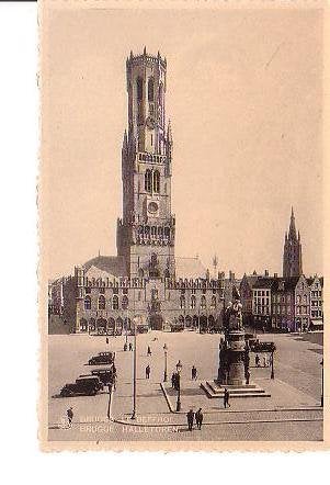 Ansichtkaart 	Brugge (België)	Halletoren, Verzenden, 1940 tot 1960, Ongelopen, West-Vlaanderen