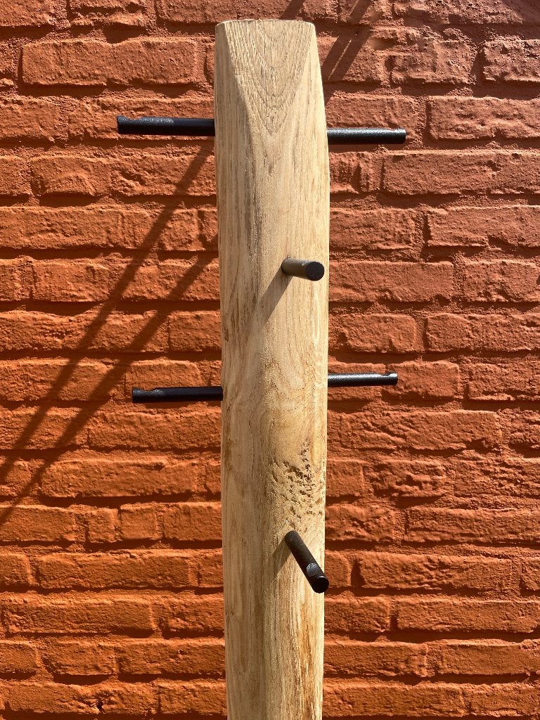 Design Kapstok Hout met Zwarte Voet & Haken – Scandinavisch, Ophalen, Zo goed als nieuw, Staande kapstok, 150 tot 200 cm