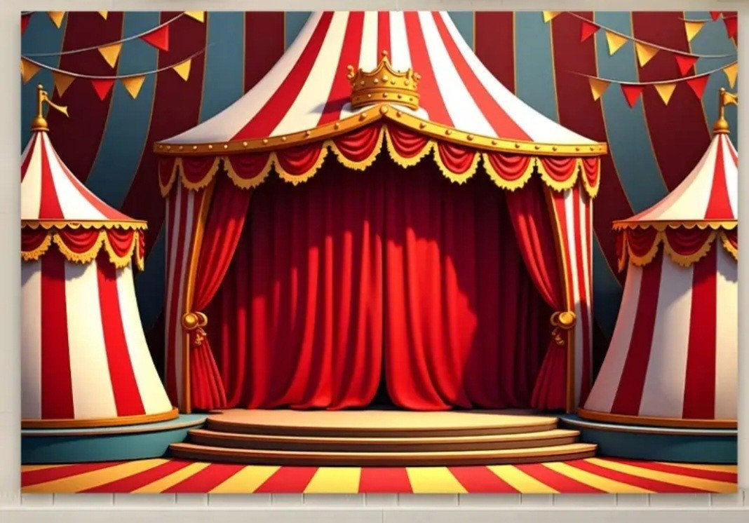 prachtig circus theater decordoek maarliefst 2.5 mtr breed, Ophalen of Verzenden