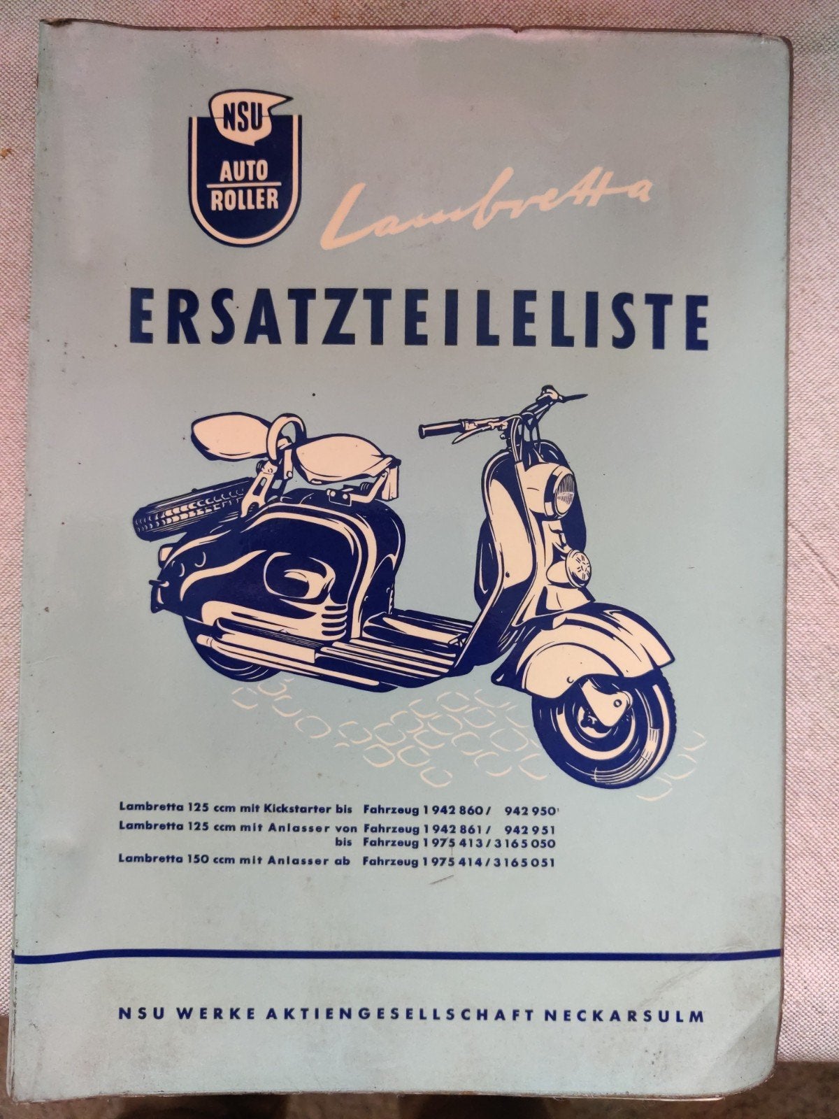 Nsu Lambretta ersatzteileliste, Ophalen