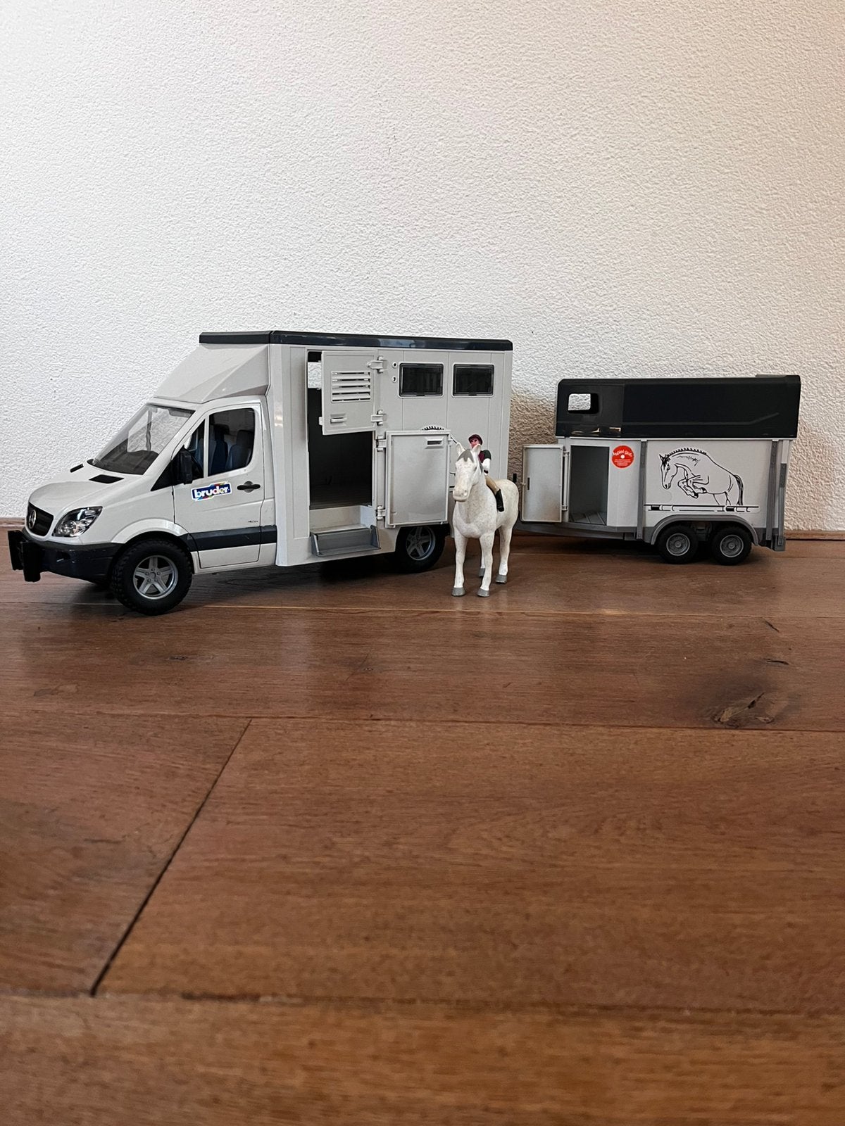 Bruder paardentransporter+trailer en terreinwagen, Ophalen, Gebruikt