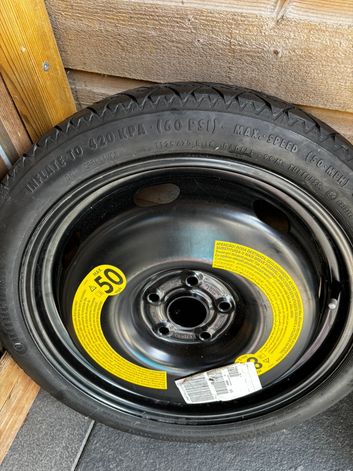 VAG Thuiskomer / Reserveband 125/70 R18 5x112 – Nieuw, 18 inch, Banden en Velgen, Nieuw, Ophalen of Verzenden