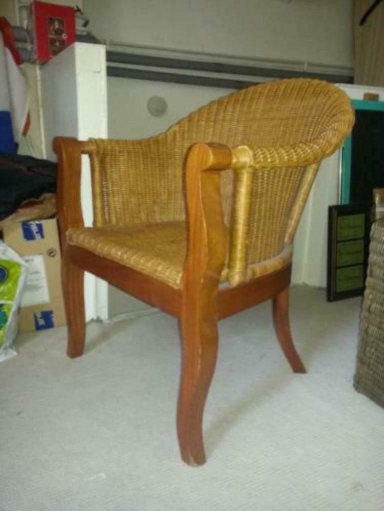 Fauteuil combinatie van hout en rotan, Ophalen, Minder dan 75 cm, Hout, Zo goed als nieuw