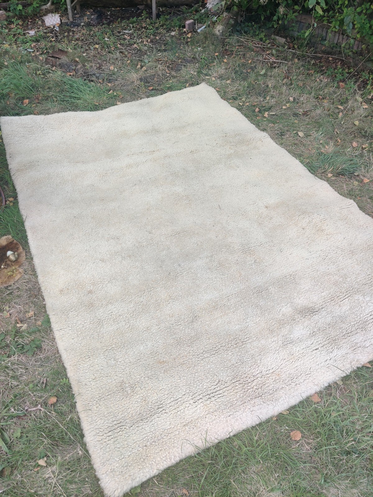 groot wollen vloerkleed schapenvacht vintage 3x2, Ophalen, 200 cm of meer, Zo goed als nieuw, 200 cm of meer