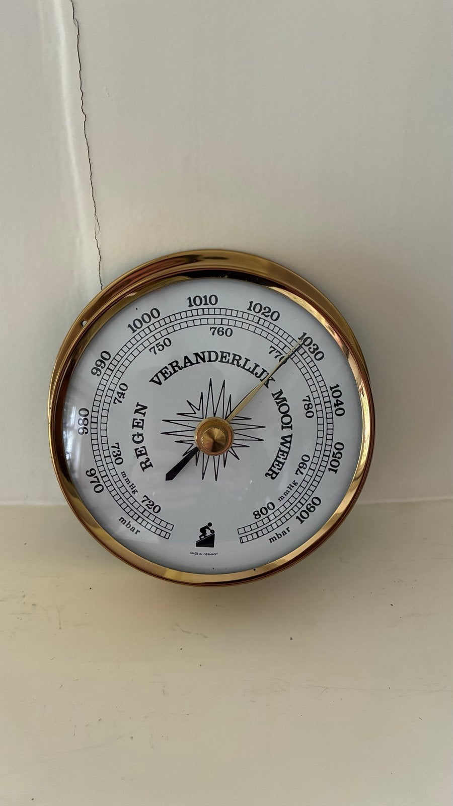 Vintage Barometer - Messing - Made in Germany, Ophalen, Zo goed als nieuw, Barometer