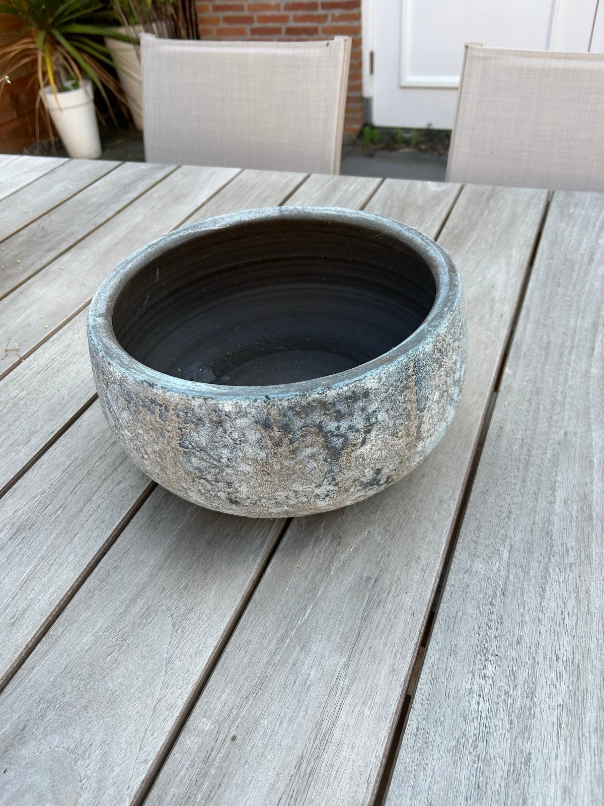 Zware aardewerken pot, 27 cm diameter, 13-14 cm hoog, Gebruikt, Rond, Binnen, Minder dan 40 cm