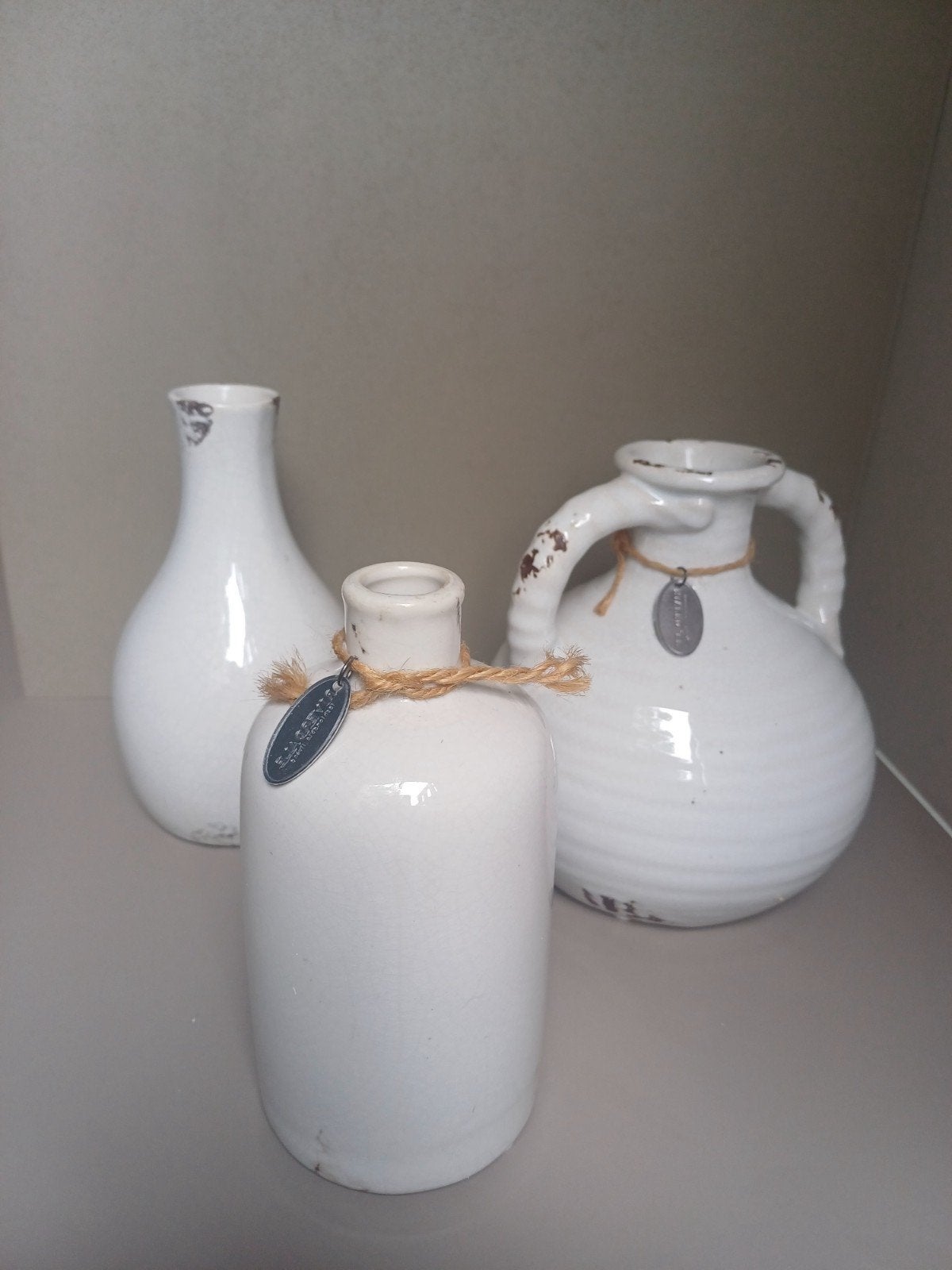 Riverdale vaas (3x), Ophalen, Zo goed als nieuw, Wit, Glas