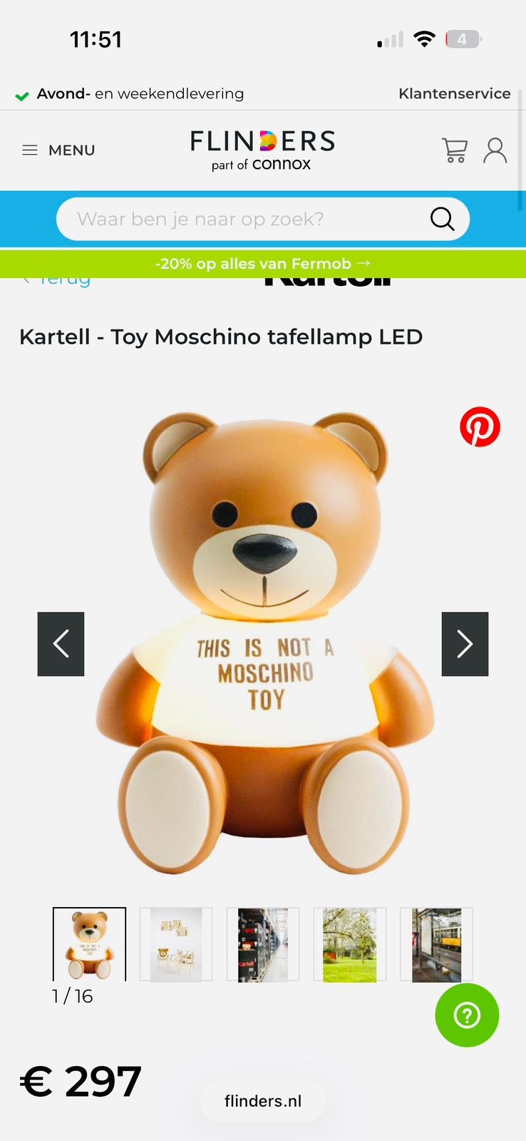 Kartell Toy Moschino tafellamp LED set, Meerkleurig, Ophalen of Verzenden, 38 cm, Lamp