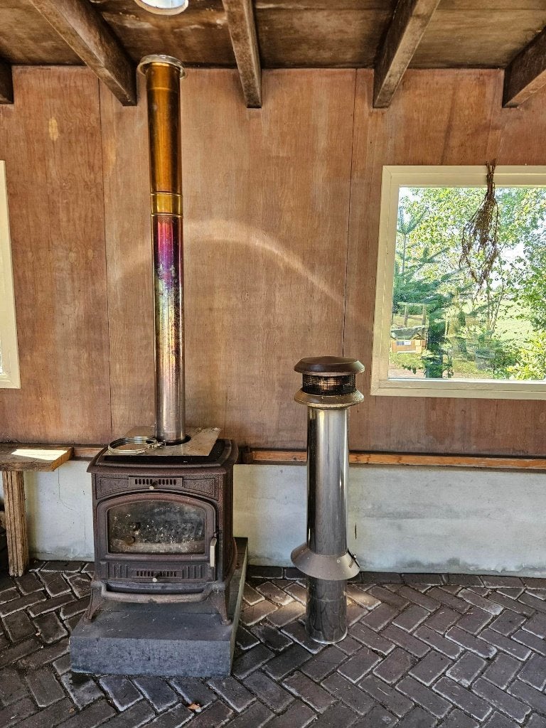 Goede houtkachel met kachelpijp-set voor tuinhuis/garage, Huis en Inrichting, Kachels, Ophalen, Gebruikt, Houtkachel, Vrijstaand
