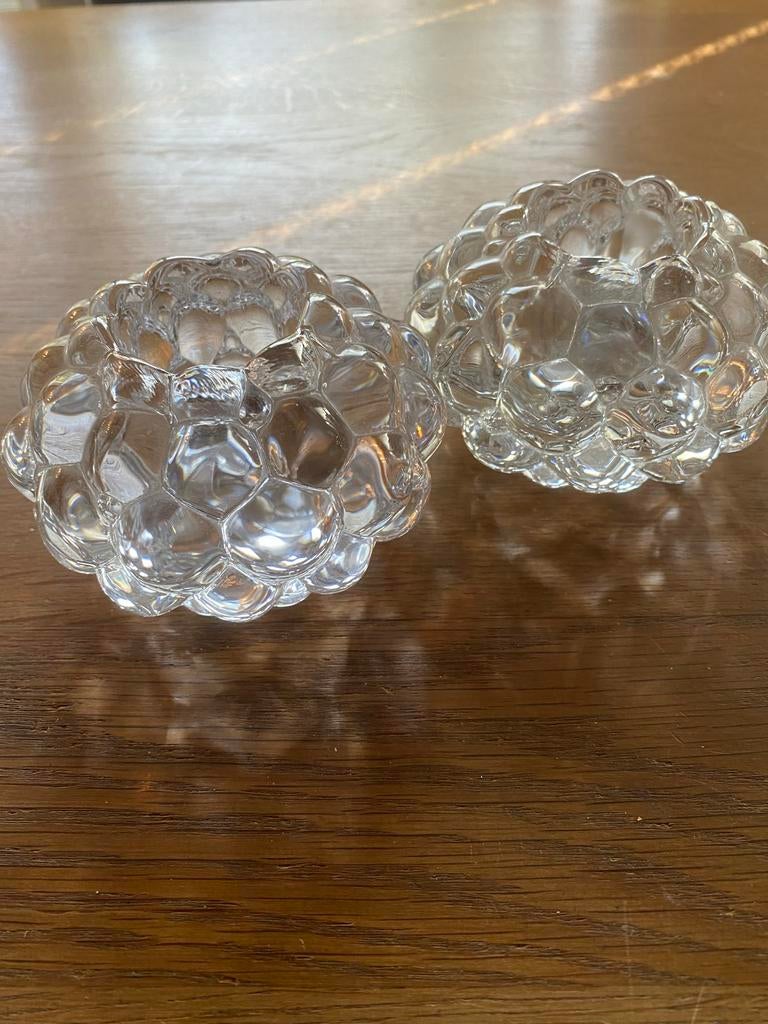 Set vintage Orrefors kristallen glazen kandelaars uit Zweden, Antiek en Kunst, Ophalen, Kristal