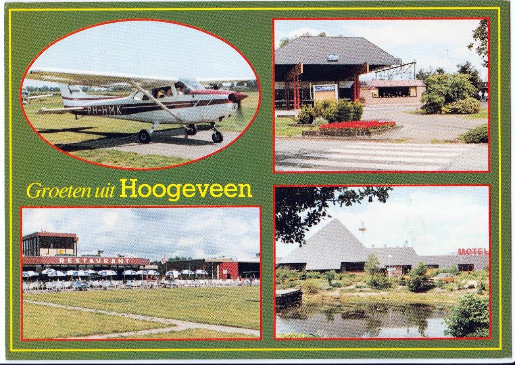 Hoogeveen Groeten uit - o.a. Vliegveld 1990., Verzamelen, Verzenden, Zo goed als nieuw, Kaart, Foto of Prent