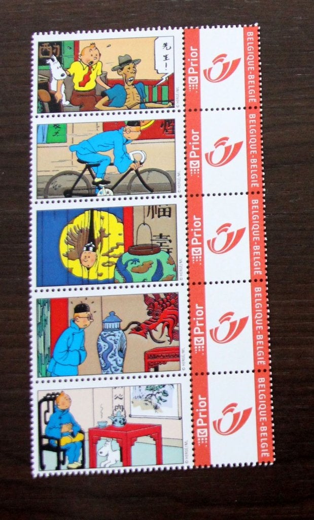 Belgie dusotamps duo Kuifje blauwe lotus Hergé Tintin MNH, Postzegels en Munten, Verzenden, Postfris