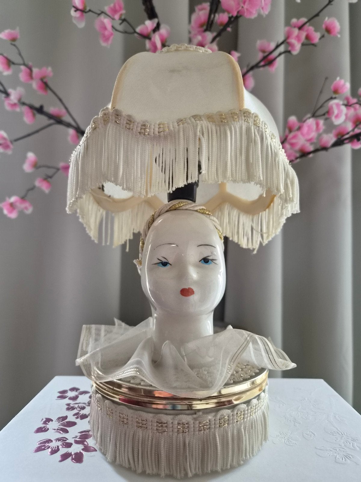 Prachtige vintage porselein doll lampje jaren 70, Antiek en Kunst, Ophalen of Verzenden