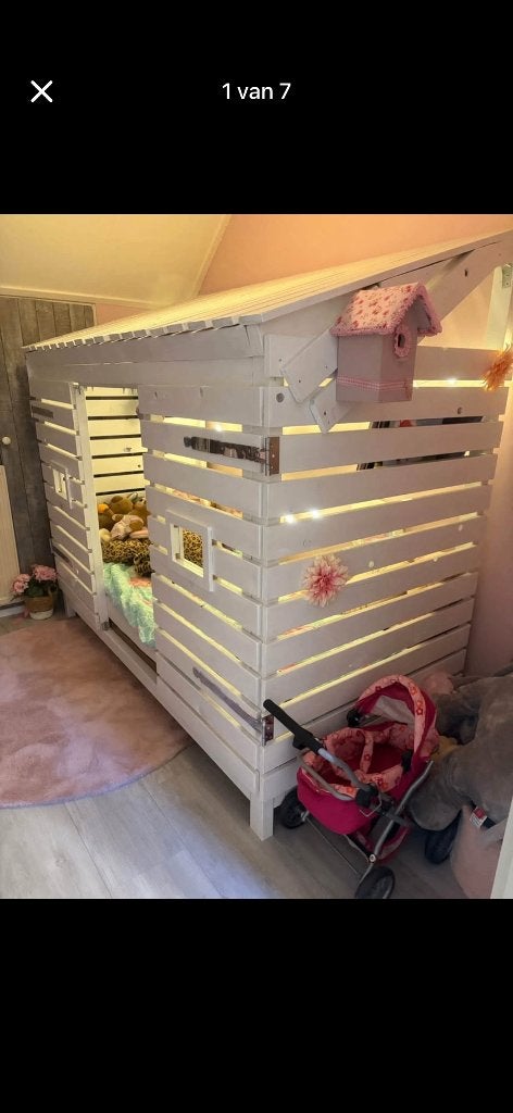 Mooi houten bedhuisje, Ophalen, Zo goed als nieuw, 160 tot 180 cm, 100 cm of meer