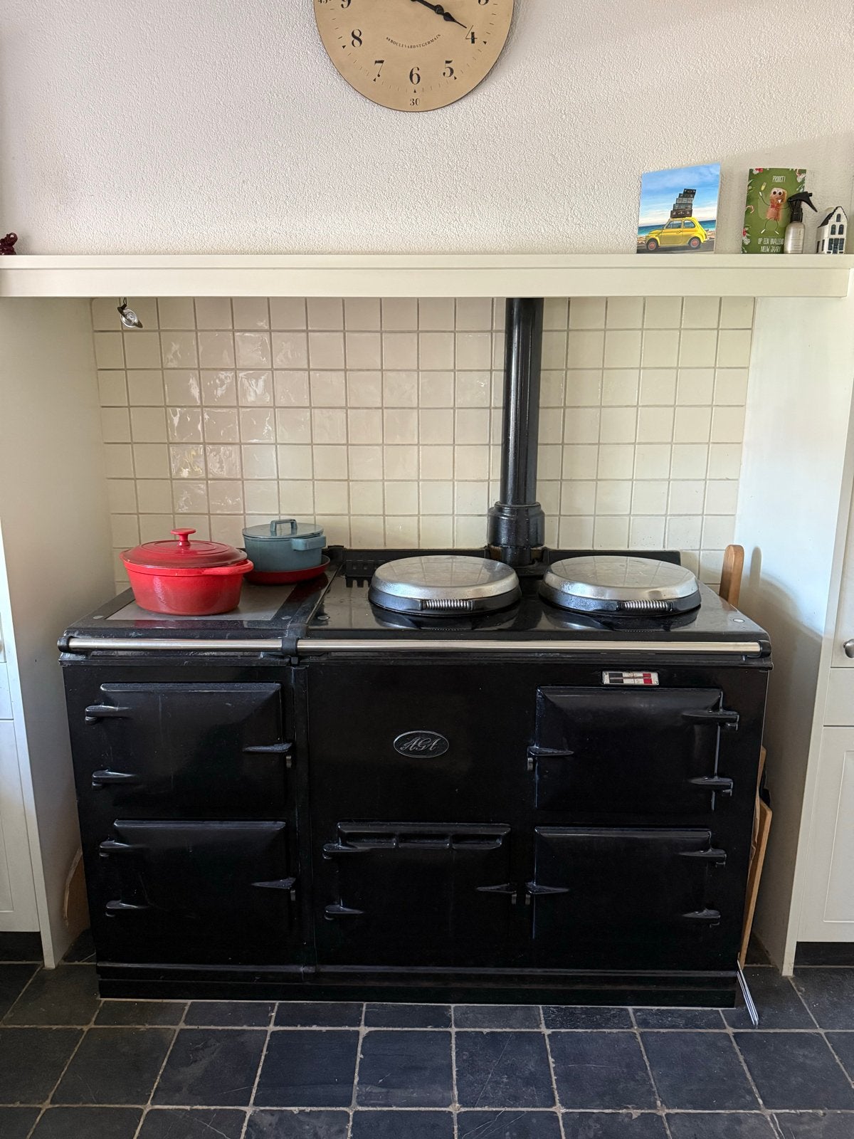 Zwart AGA Fornuis - Klassiek en Functioneel, Ophalen, Gebruikt, Warmhoudplaat, 60 cm of meer