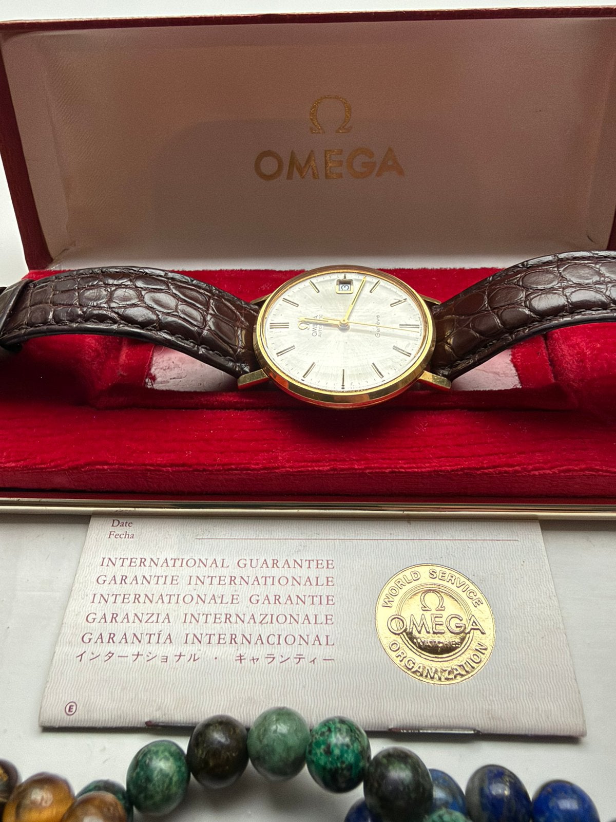 Omega heren automatic 18 k massief goud, Ophalen, Met bandje, Polshorloge, 1960 of later