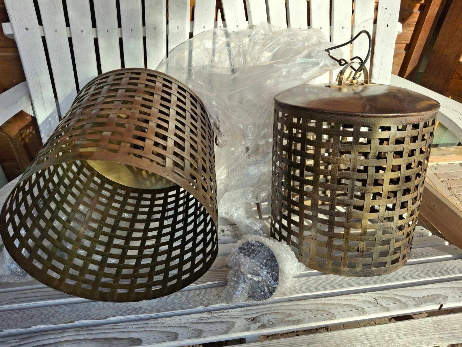 Metalen hanglamp met rasterpatroon NIEUW, Ophalen, Nieuw, Industrieel, Modern, E27 (groot)
