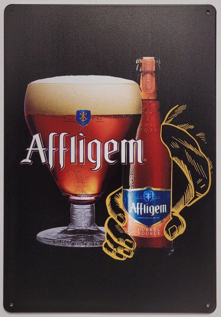 Affligem bier fles reclamebord van metaal wandbord decoratie, Ophalen of Verzenden, Nieuw, Reclamebord, Plaat of Schild, Overige merken