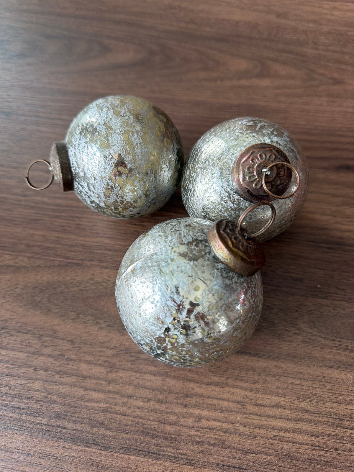 Mooie zilveren craquele (kerst) ballen, Ophalen, Brocante, Zo goed als nieuw, Glas