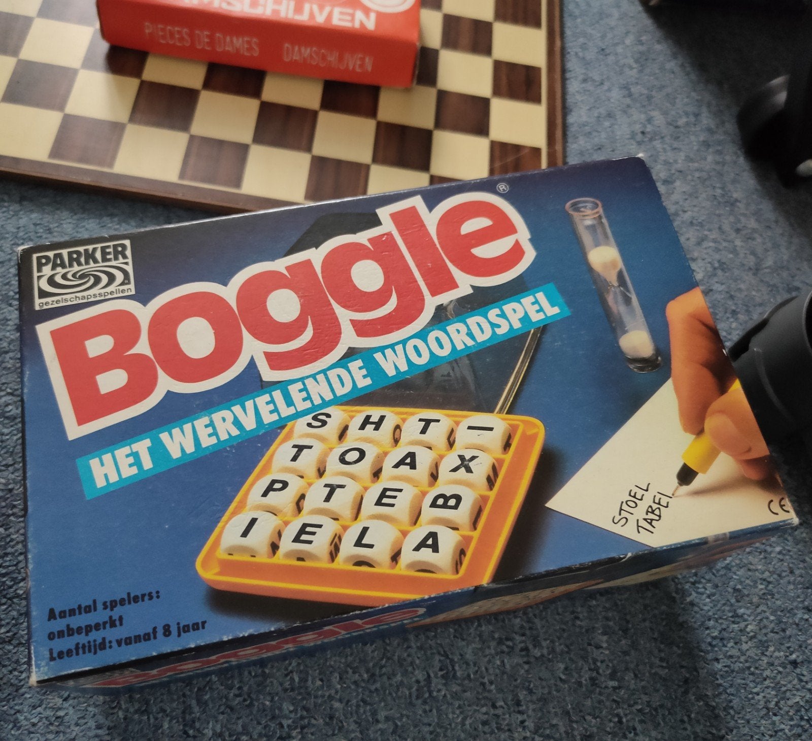 Bordspellenpakket – Rummikub, Dammen en Boggle, Ophalen, Zo goed als nieuw, Parker, Goliath