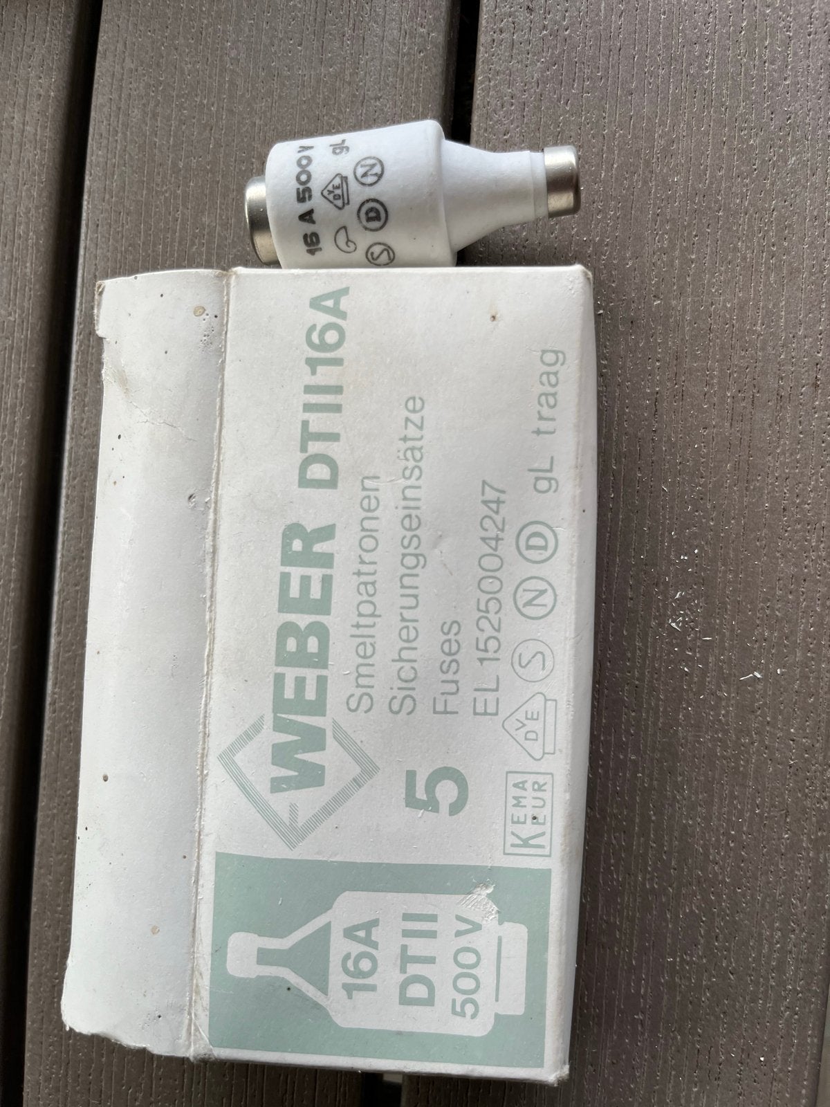 WEBER DTII 16A 500V Smeltpatronen Zekeringen (5 stuks), Doe-het-zelf en Verbouw, Elektra en Kabels, Ophalen of Verzenden, Nieuw