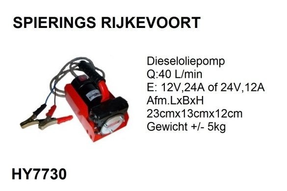 Dieseloliepomp 12 V of 24 V betankung pumpe Spierings, Niet ingevuld, Niet ingevuld, Nieuw, Ophalen of Verzenden
