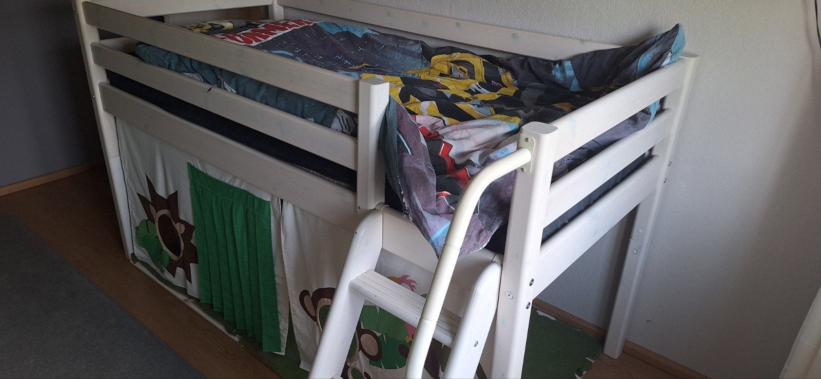 Flexa halfhoogslaper met trapje en speeltent, Ophalen, Gebruikt, 90 cm, Eenpersoons