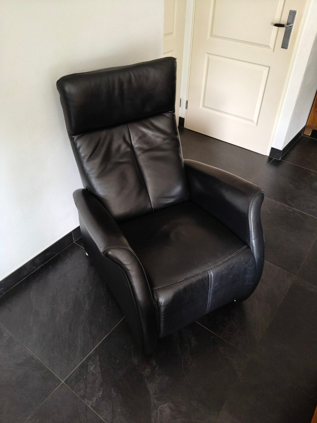 Leren relaxfauteuil Prominent - Zwart, Ophalen, Gebruikt, 75 tot 100 cm, Leer