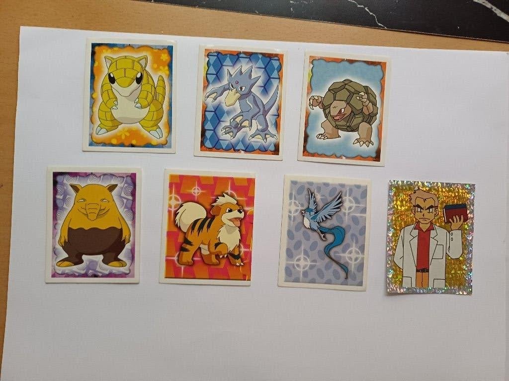 Pokémon Merlin Stickers (1999) o.a. Holo Professor Oak, Verzenden, Zo goed als nieuw, Meerdere stickers
