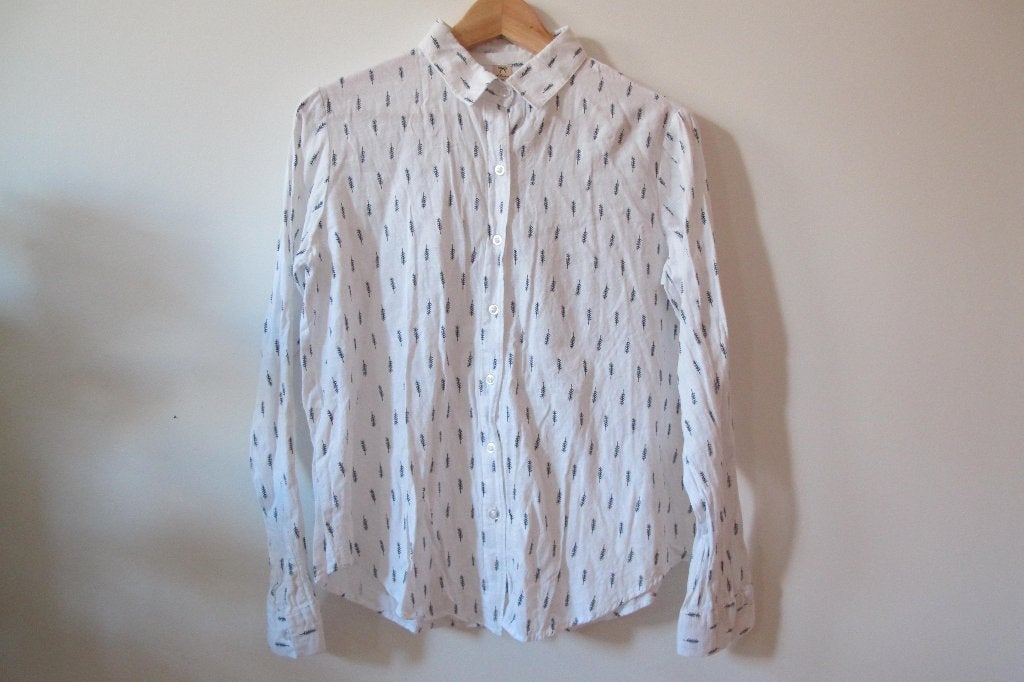 White pattern blouse, Ophalen of Verzenden, Gedragen, Maat 36 (S), Wit