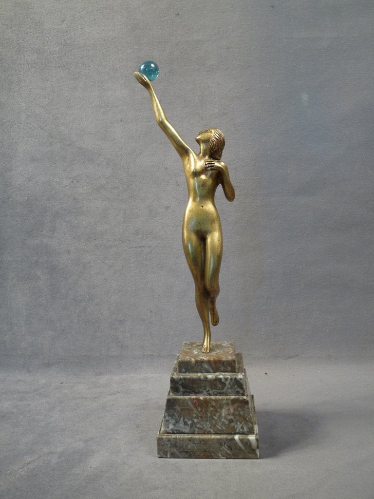 art deco naaktbeeldje naar Fayral. Brons, Ophalen of Verzenden, Gebruikt, Mens