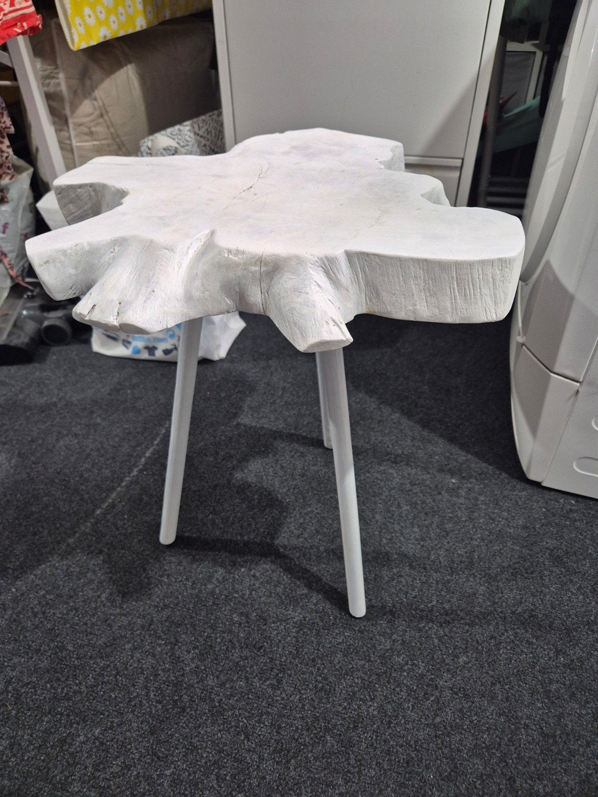 Wit boomstam tafeltje!, Minder dan 55 cm, Gebruikt, Overige vormen, Hout